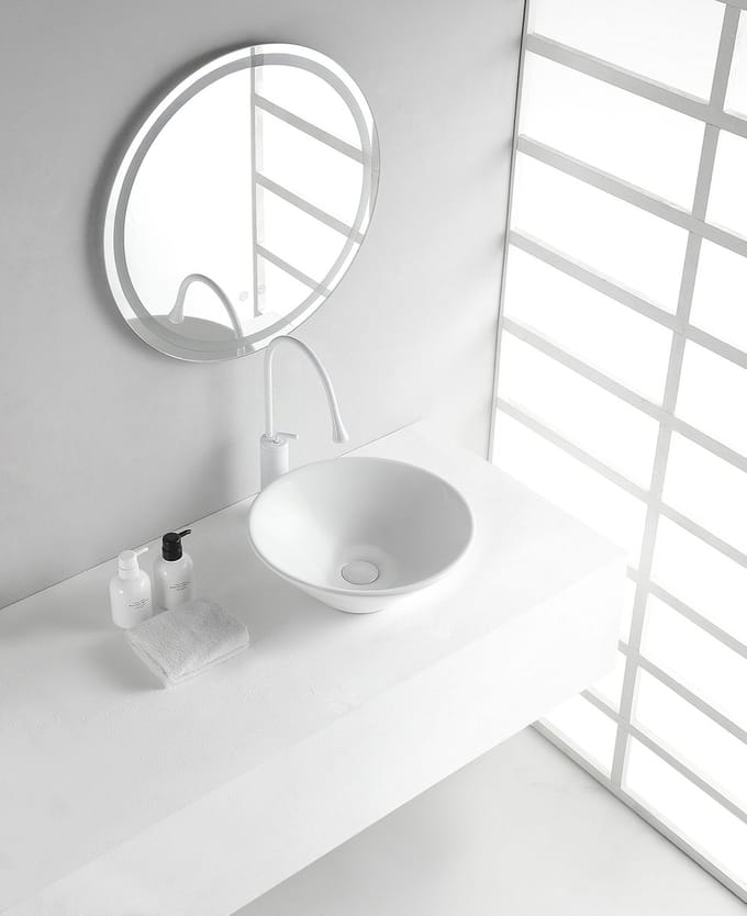 Wiesbaden Circle Waskom Rond 42 x 42 x 15 cm - Keramiek Glans Wit