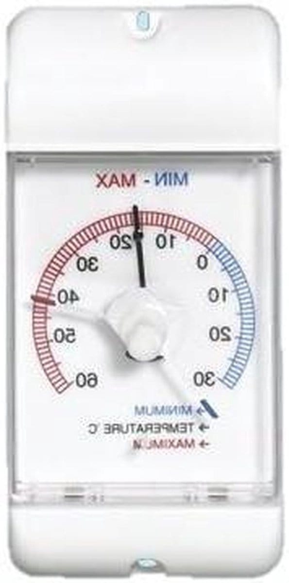 Wandthermometer - Buitenmeter - Temperatuur Meten - Min Max Weergave - 155x75mm - Wit