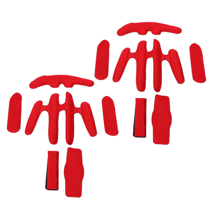2 Sets Helm Padding Kit Hittepersing Spons met Klittenband Fietshelm Voering voor Elektrische Uniform Size red
