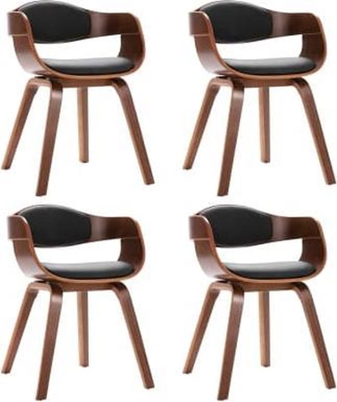 vidaXL - Eetkamerstoelen - 4 - st - gebogen - hout - en - kunstleer