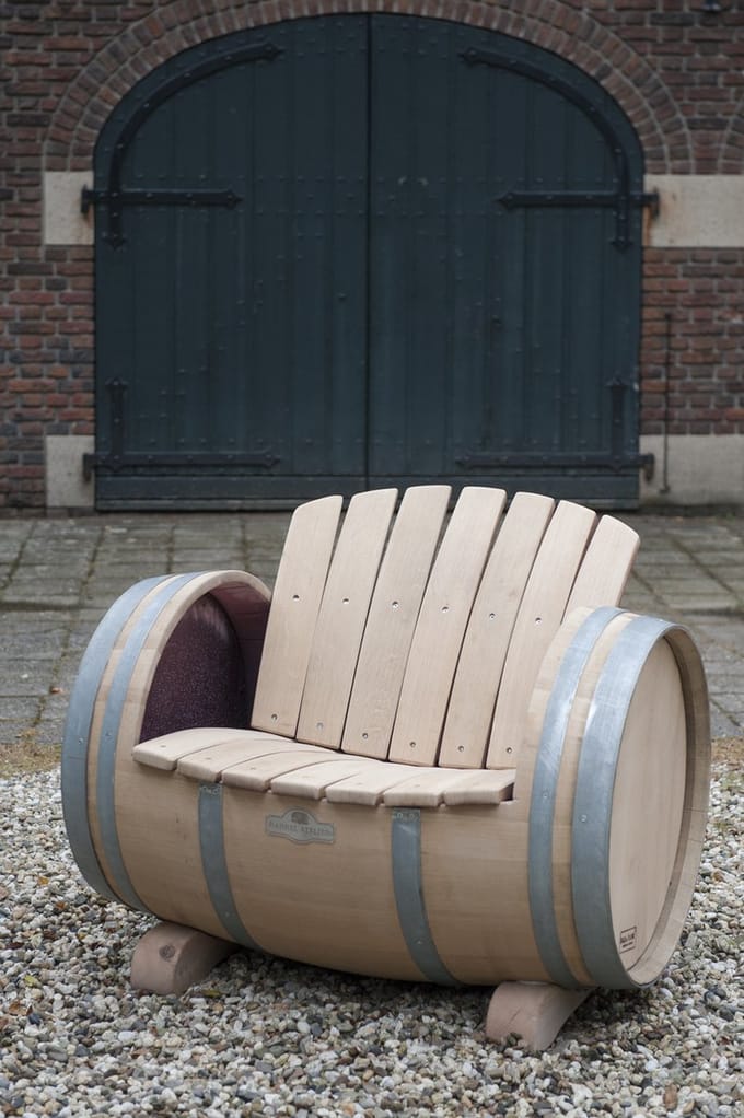 Wijnvat Stoel "Ruby" 225l., geborsteld, geschuurd