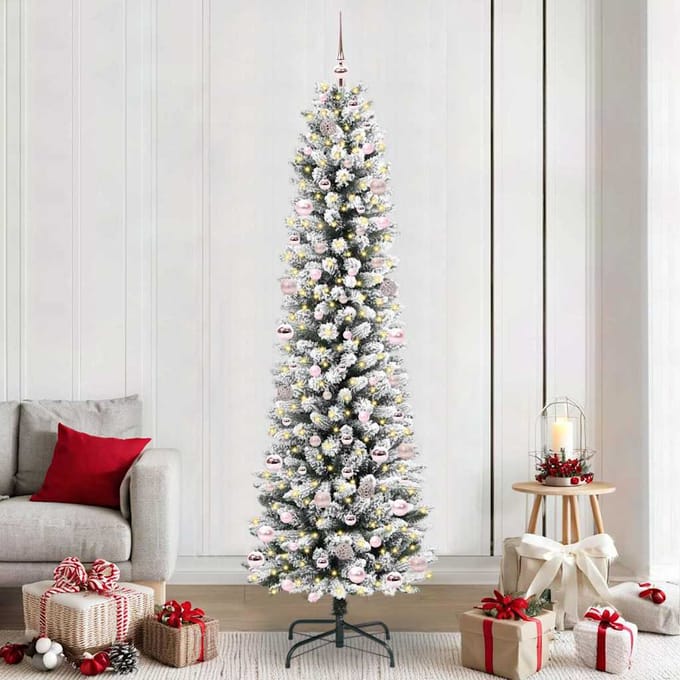 vidaXL - Kunstkerstboom - Wit - 240 - cm - PVC - en - Metaal - en - Plastic