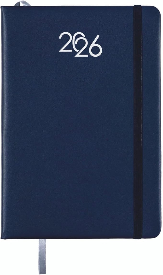 Dagkalender 2026 - Planners Agenda - Dagelijkse planning - PU-omslag met elastiek - A5 formaat - Marineblauw