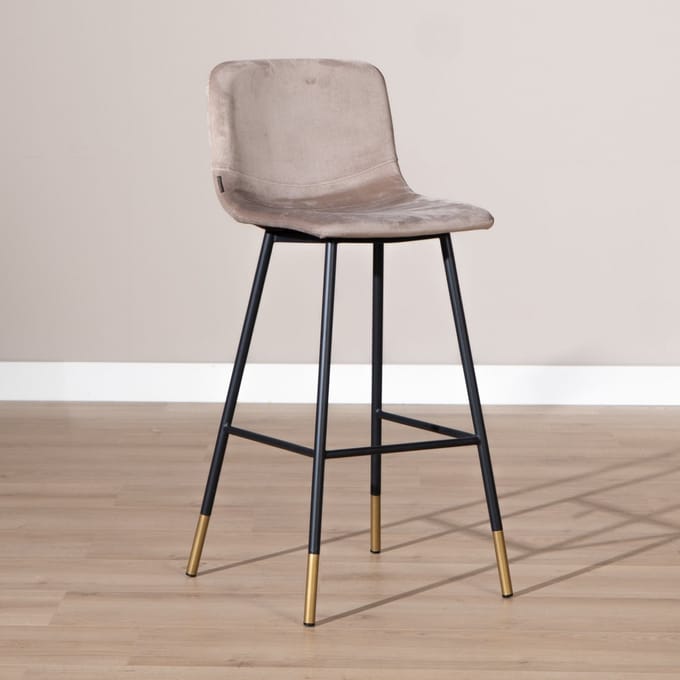 Bronx71® Velvet barkruk Mikky taupe 65-78 cm - barstoel