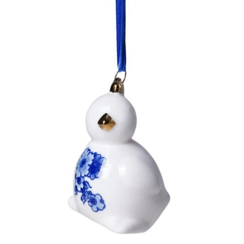 Heinen delfts blauw kerstornament - kuiken, 9 cm