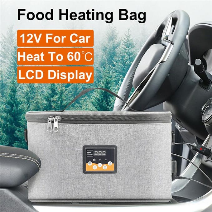 Draagbare 8L 12V Auto Voedsel Verwarmingszak Warmer Container LCD Digitaal Temperatuurdisplay gray