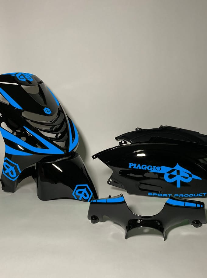 Piaggio Zip Stickerset - Crossed - Licht Blauw