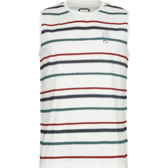 R.E.D. Rock-Engineered Design Witte tanktop met gekleurde horizontale strepen - Heren - M