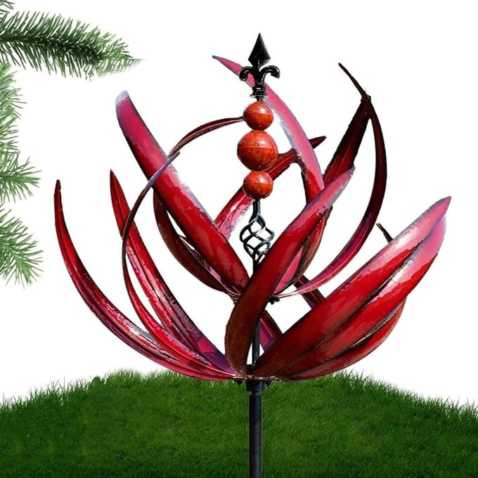 Draaibare Wind Spinner - Tuindecoratie Molen - Tuin Decoratie - UV Bestendig Metaal - Groot Formaat - Rood