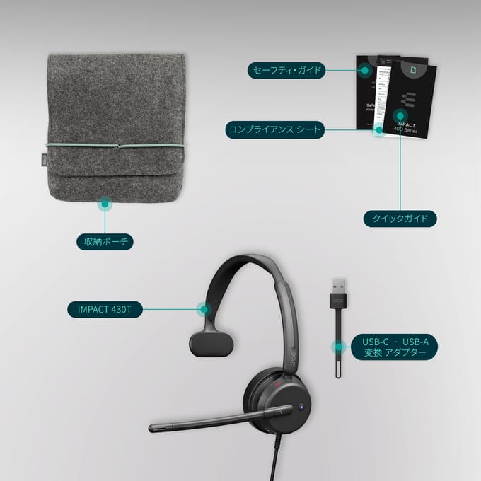EPOS Impact 430T headset, mono (eenzijdig), bedraad, USB-C / USB-A, geoptimaliseerd voor UC, gecertificeerd voor Microsoft Teams