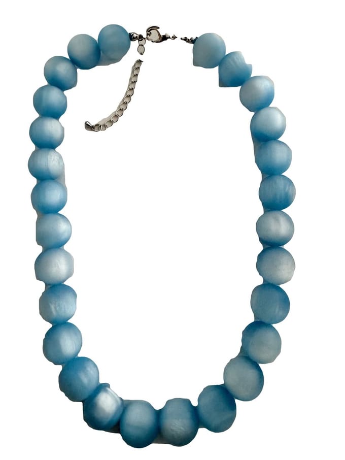Petra's Sieradenwereld - Ketting lichtblauw 3D (1100)