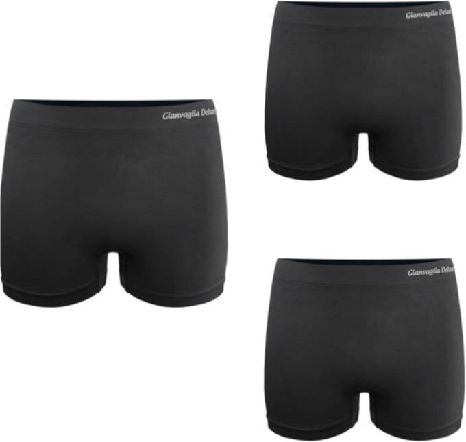 Gianvaglia - Damesboxers - naadloos - Zwart -Hoog model - Maat M/L - 3 -Pack!