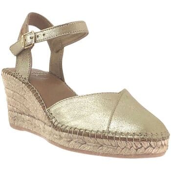 Dames leren espadrille met sleehak in champagnekleur | BIANCA-AS