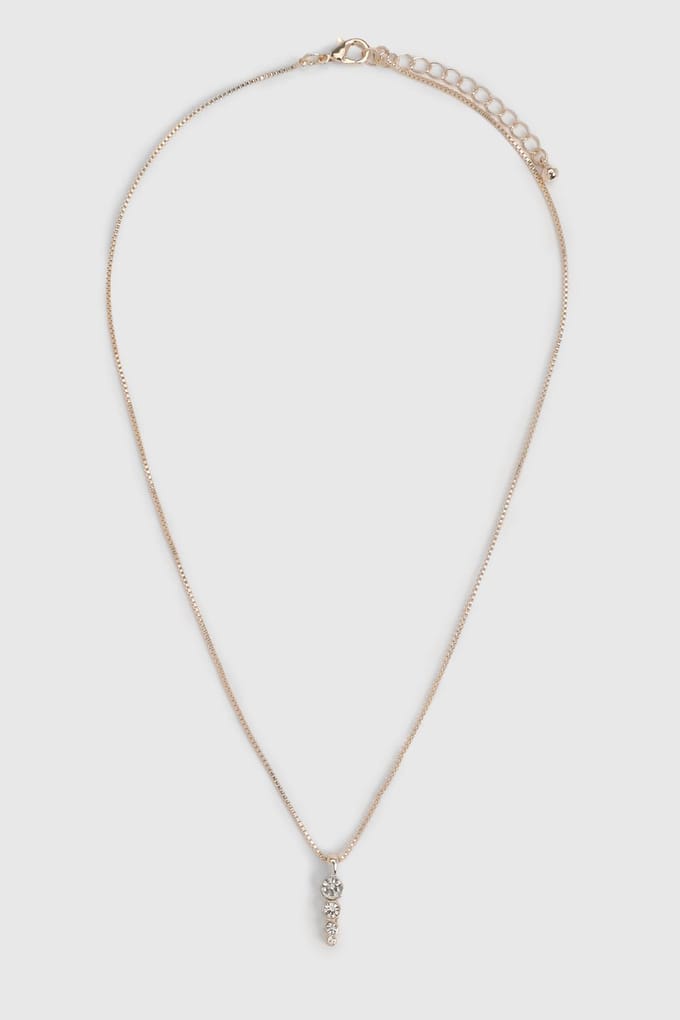 boohoo Dames Diamanten Traandruppel Ketting | Goud