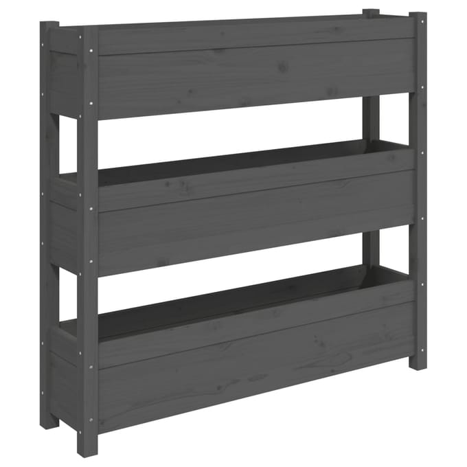 vidaXL - Plantenbak - 112x25x104,5 - cm - massief - grenenhout - grijs