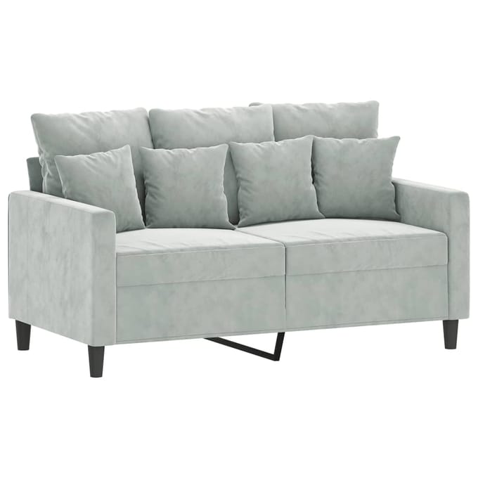 vidaXL - 2-delige - Loungeset - met - kussens - fluweel - lichtgrijs