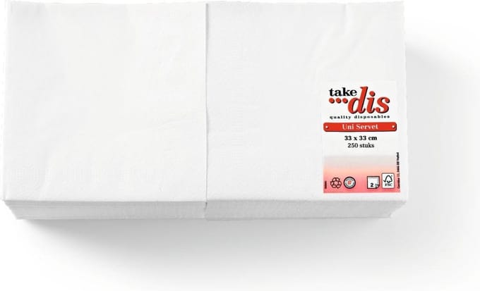 Servetten 2-Laags Wit | Grote verpakking 250 Stuks | Take Dis