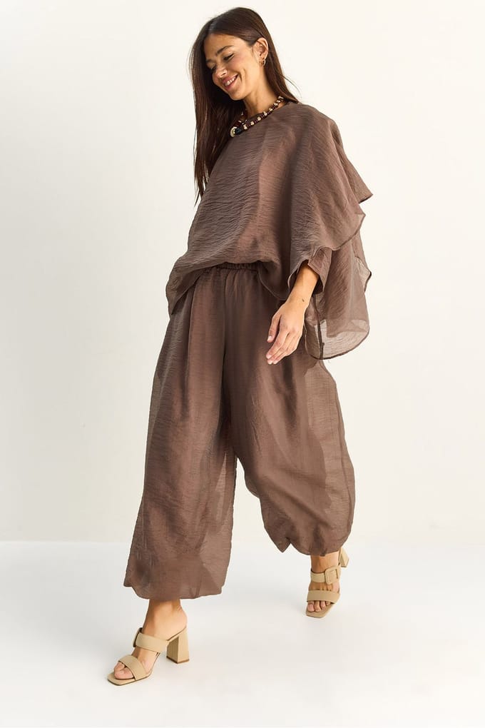 Hoge Taille Wijde Pijpen Twee-Delige Set