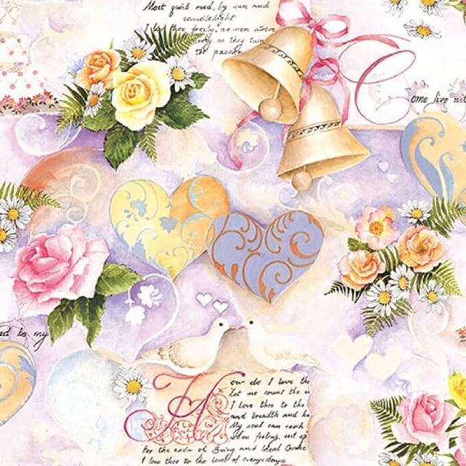 Lunch Servetten Wedding Bells Rose - Ambiente - 33x33 cm