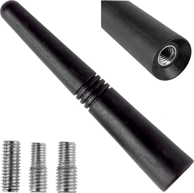 AMIO FM/AM Auto Antenne Mini Universeel Zwart 9 cm – Compacte Haaienvin Antenne voor Alle Auto’s