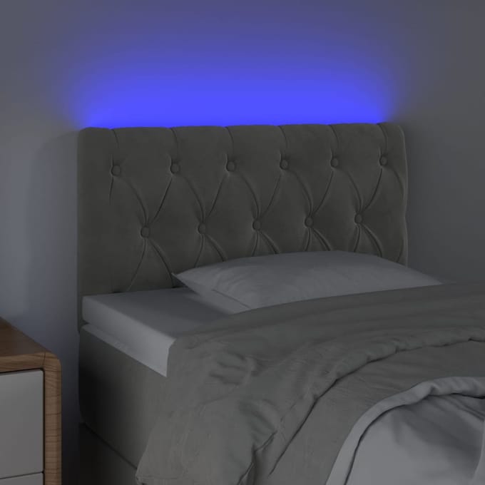 vidaXL - Hoofdbord - LED - 80x7x78/88 - cm - fluweel - lichtgrijs