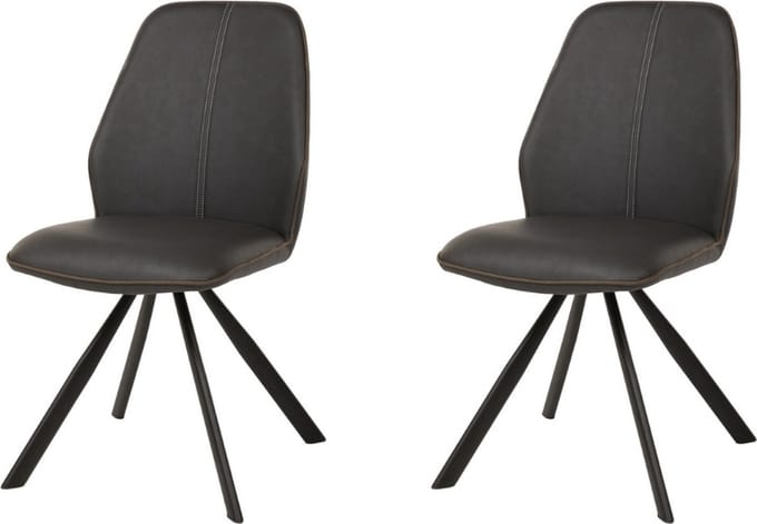 WAYS. – Moderne Kunstleren eetkamerstoelen – Bruin – Stevige houten vierpoot – 2 stuks
