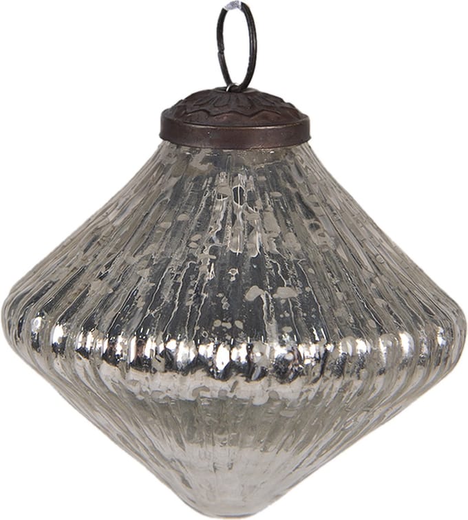 Clayre & Eef Kerstbal Overig Ø 9 cm Zilverkleurig Glas Kerstballen