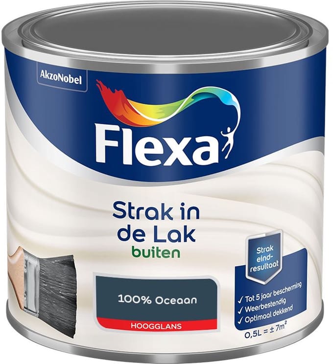 Flexa - Strak In De Lak Buitenlak Hoogglans - 100% Oceaan - Mengverf - 500 Ml