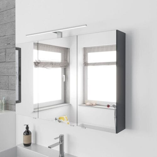 MEGABAD Profi Collection mirror cabinet with 3 doors and surface mounted light 100 cm LHMSP10064B90GRM