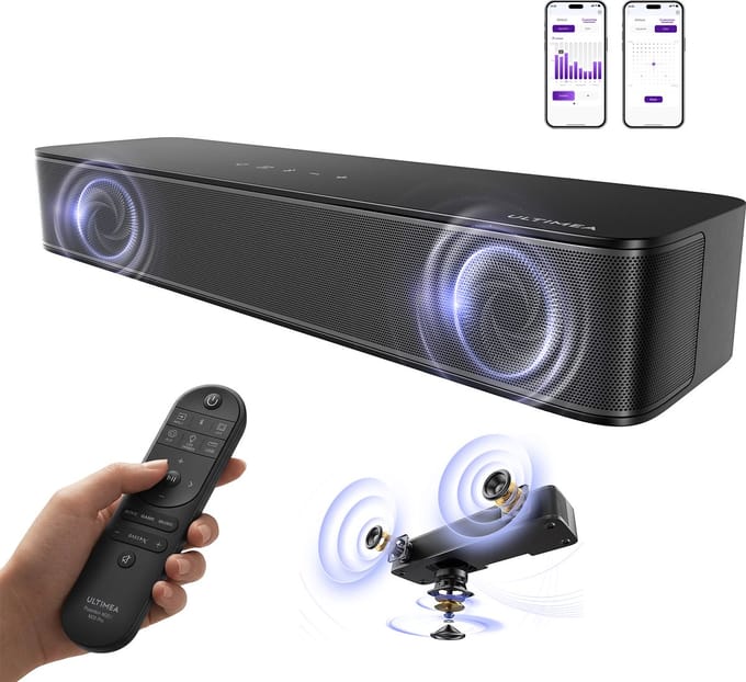 ULTIMEA Poseidon Serie 2.1 Soundbar voor TV – met ingebouwde Subwoofer, App-besturing, Bluetooth 5.4