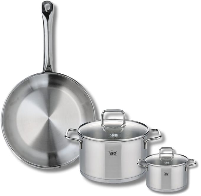 Set van 1 Koekenpan 28 cm en 2 kookpotten 12 en 20 cm Elo Profi Citrin