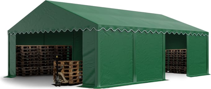 Opslagtent 5x8 m beschutting met PVC zeil 700 N waterdicht donkergroen