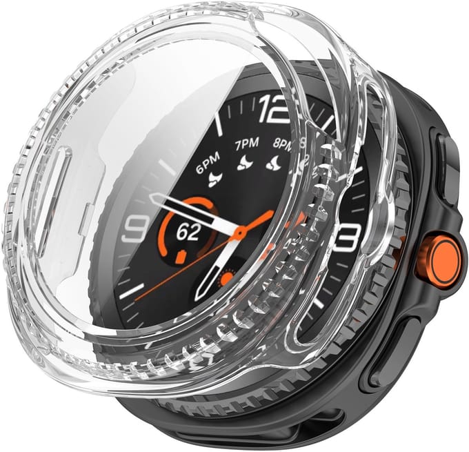 Strap-it Hard case hoesje met screen protector glas - geschikt voor Samsung Galaxy Watch 8 Classic 46mm (transparant)