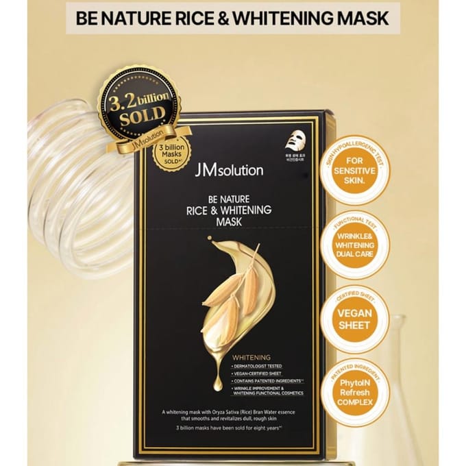 Be Nature Ensemble Masque Riz & Blanchissant 24 ml x 10 pcs beige