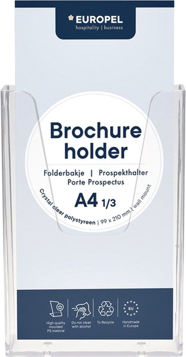 Folderhouder Europel wand 1/3 A4 transparant | 10 stuks