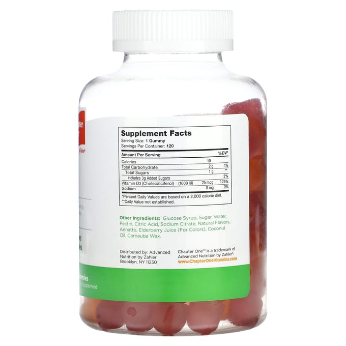 Hoofdstuk 1, Vitamine D3, met smaakje, 120 gummies