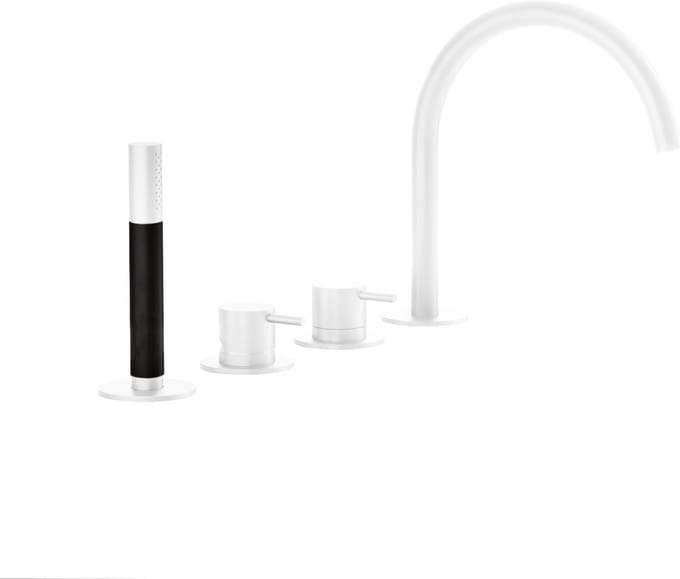 Hotbath Cobber CB173 badrandcombinatie met staafhanddouche, 2-weg omstel en draaibare uitloop mat wit