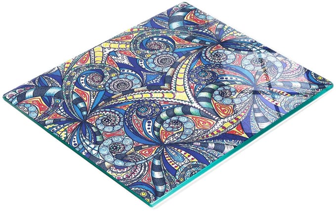 Keukenplank van gehard glas met abstracte decoratieve afbeeldingen, 60x52 cm