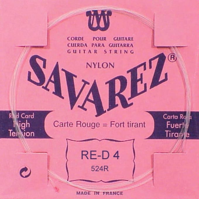 Savarez 524-R D-4 snaar, silverplated nylon (rouge), from 520-R set, hard tension