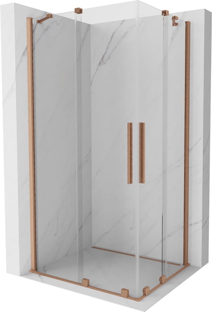 Mexen Velar Duo schuifdouchecabine 100 x 90 , transparant, geborsteld koper - 871-100-090-02-65