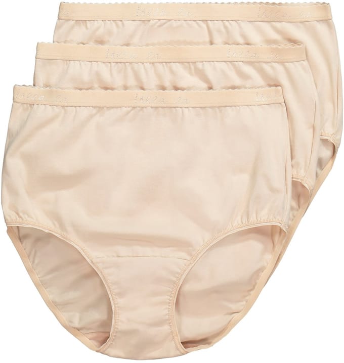 Ulla Popken - Dames - Maxislips set van 3 hoge taille - Parelwit - Maat 46+