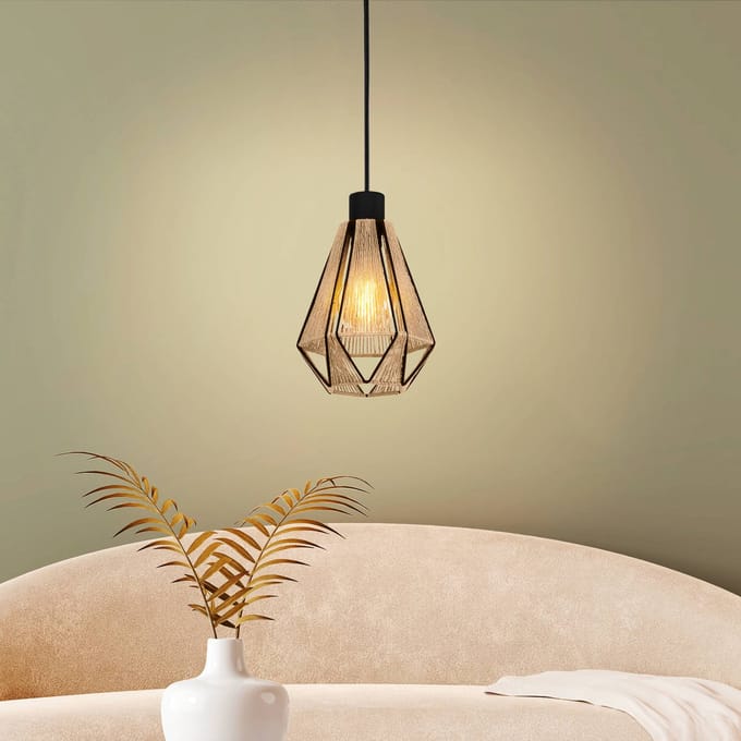 EGLO Adwickle Hanglamp - E27 - 17 cm - Zwart/Bruin