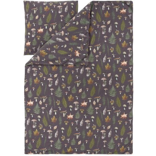 LIVARNO Polyester satijn dekbedovertrek 140 x 200 cm, 1-persoons (Paddestoelen)