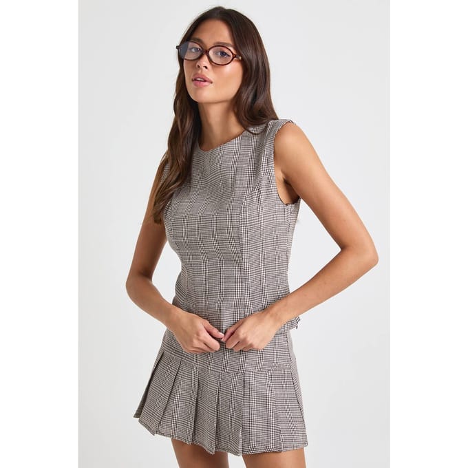 boohoo Dames Geruite getailleerde top | Brown | Maat: 6