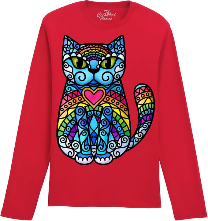 Katten Rainbow Cat The Coloured House Longsleeve T-shirt M