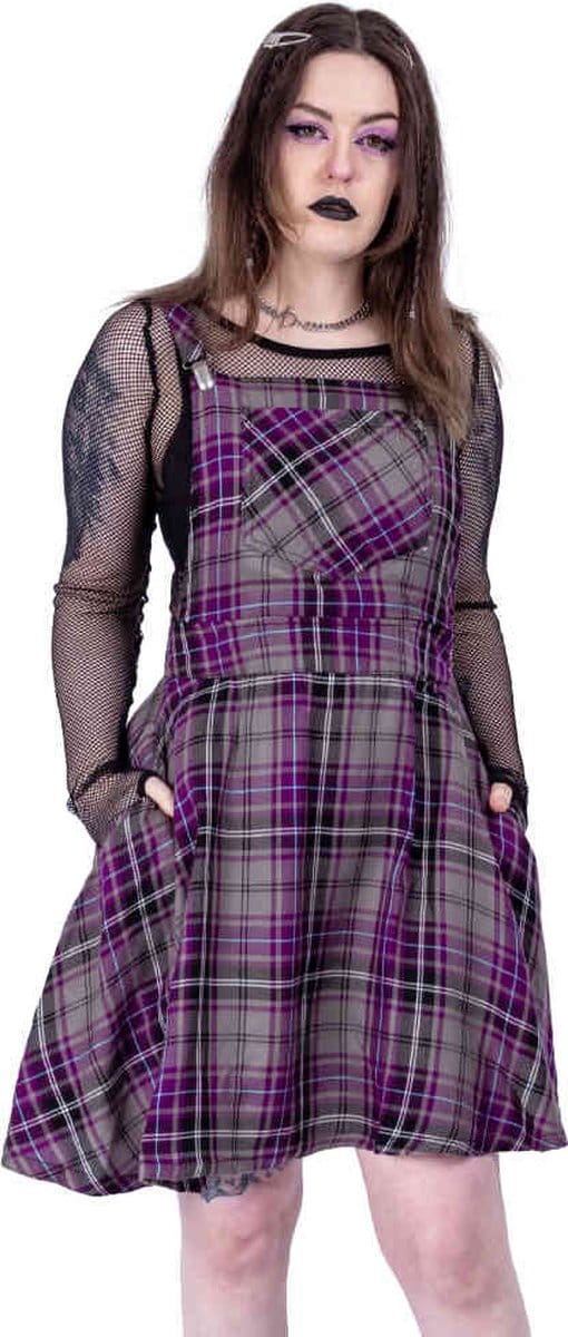 Rockabella - Maeve Pinafore Korte jurk - M - Grijs/Paars