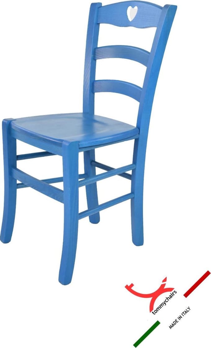 Tommychairs Cuore - Eetkamerstoel - 1 Stuk - Blauw - Hout