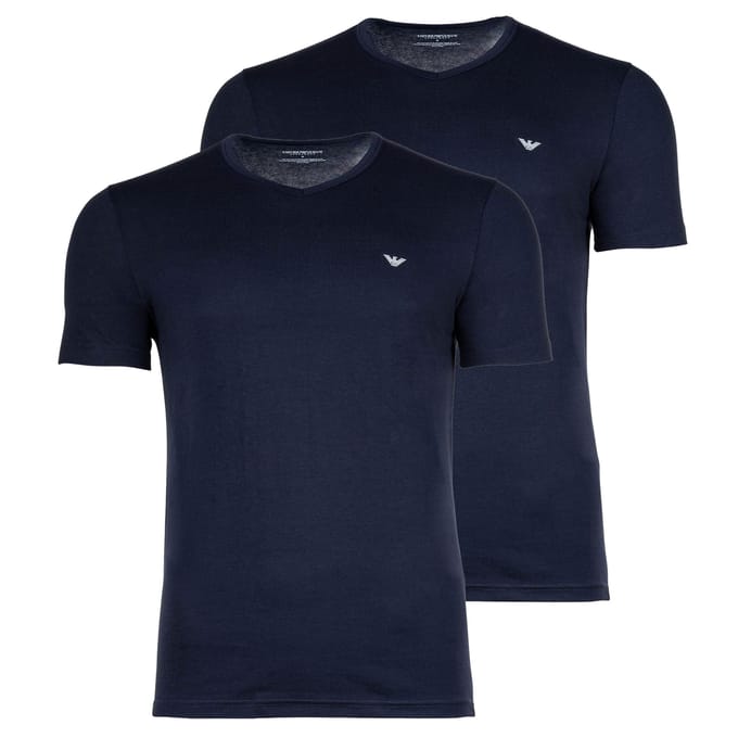 Armani T-shirts met V-hals 2-pack blauw