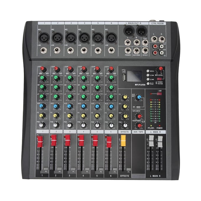 Console de mixage audio 6 canaux pour studio DJ AC100~240 V avec Bluetooth gray