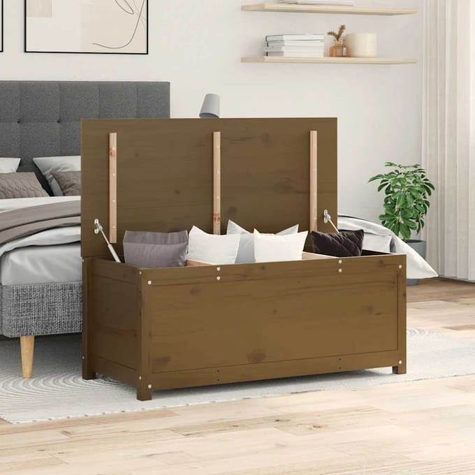 vidaXL - Opbergbox - honingbruin - 110x50x45,5 - cm - massief - grenenhout
